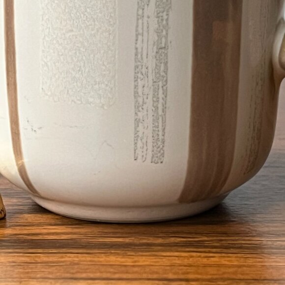 Denby Truffle Layers Mug Coffee Beaker Stoneware Brown Tan Cream Striped England - Picture 8 of 11